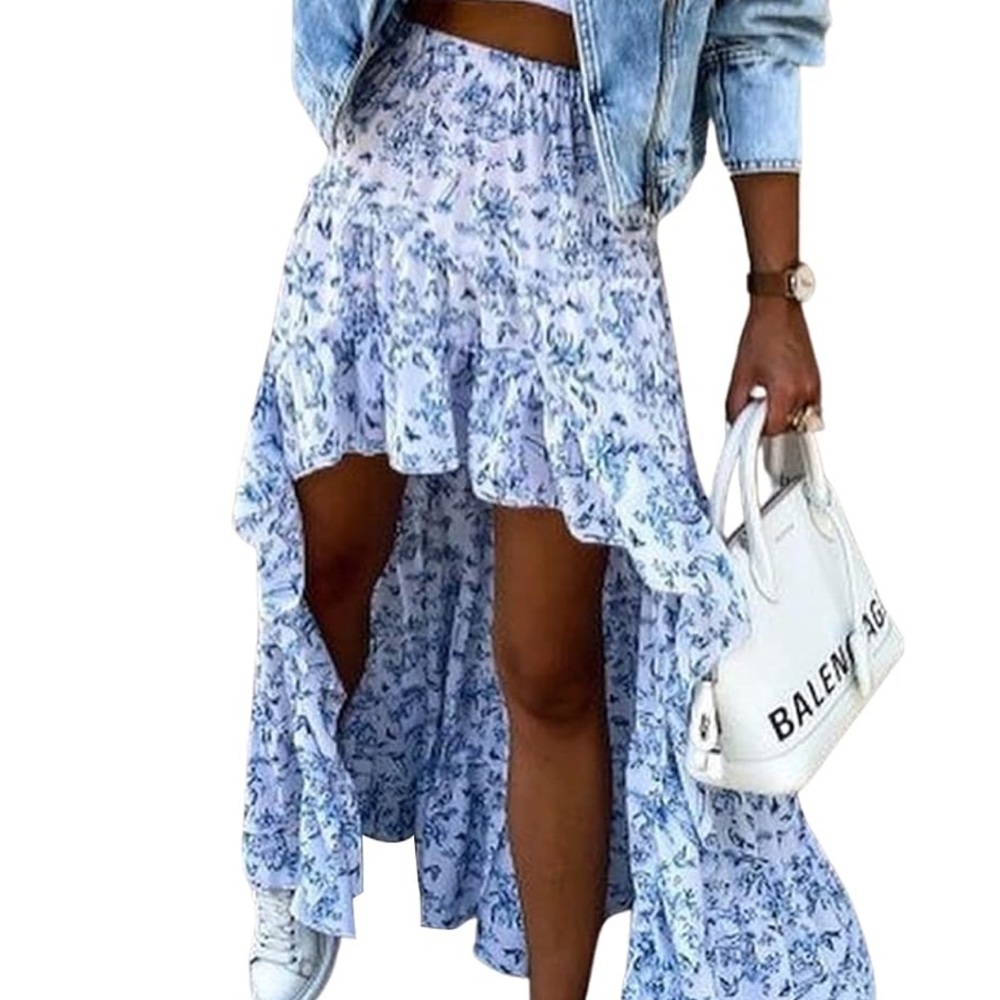 High-Low Printed Skirt - Picture 2 of 4